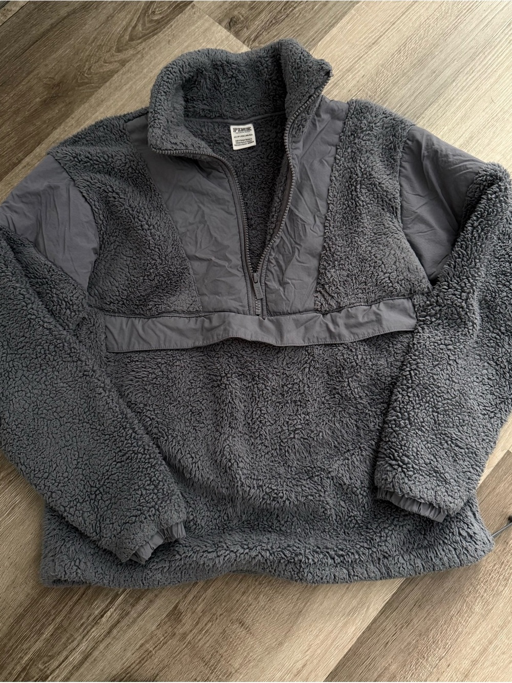 PINK Victoria's Secret Kids Charcoal Gray Sherpa Half-Zip Pullover